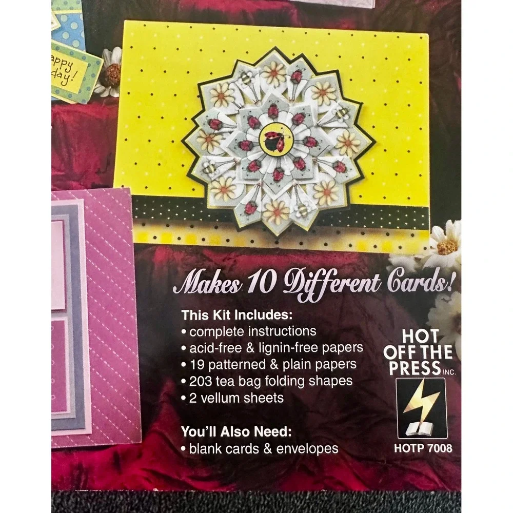 Hot Off The Press Paper Flair Tea Bag Folding Card Kit HOTP 7008 Scrapbooking